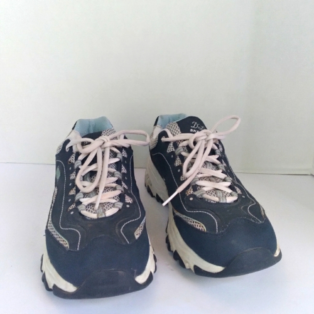 Skechers D'Lites Navy Blue Athletic Sneakers Chunky Platform‎ Walking Shoes